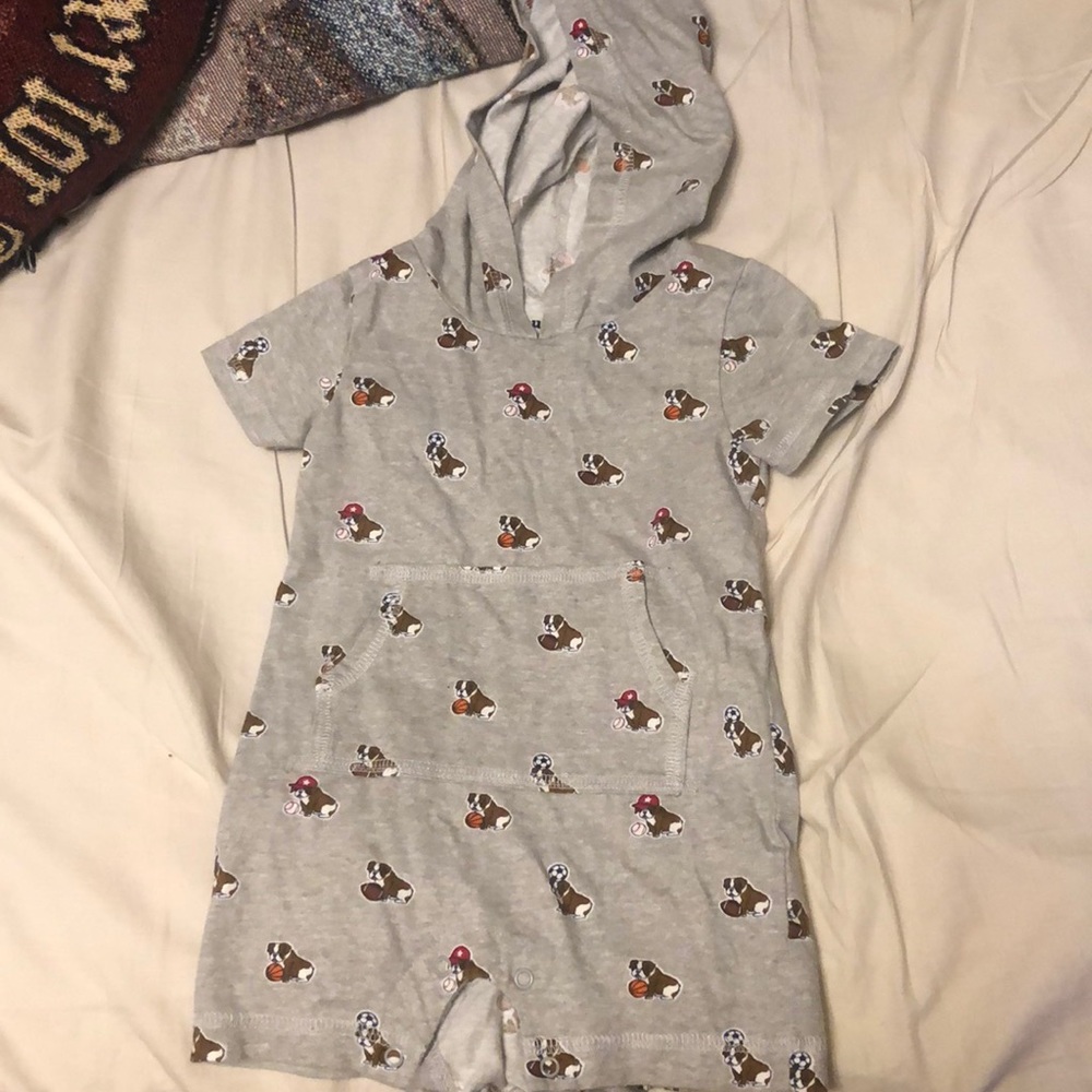 Baby boy hooded romper